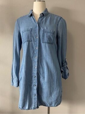 Guess Light Blue Long Sleeve Denim Dress Small Y2K